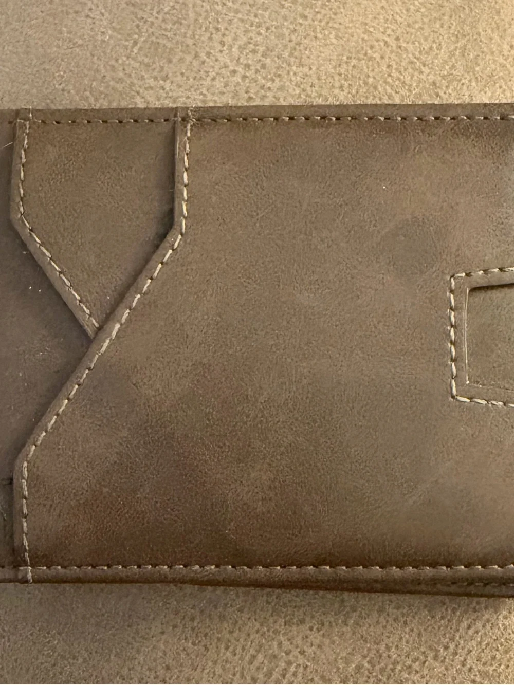 Suede Leather Wallet Card Holder - Taupe